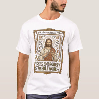 Camiseta Bordado de Jesús Labor de aguja Bordado de Jesús B