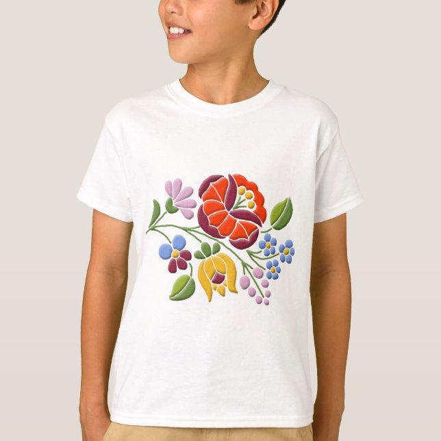 Camiseta Bordado de Kalocsa - arte popular húngaro (Anverso)