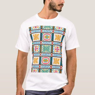 Camiseta Bordado de mallica italiano: Floral mediterránea