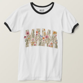 Camiseta Bordado floral MAMÁ – Flor botánica vintage