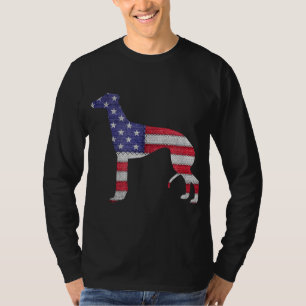 Camiseta bordado patriótico de bandera estadounidense galgo