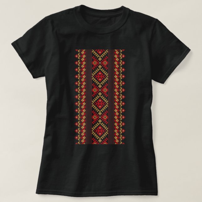 Camiseta Bordado Ucrania Vyshyvanka Imprimir patrón étnico (Diseño del anverso)