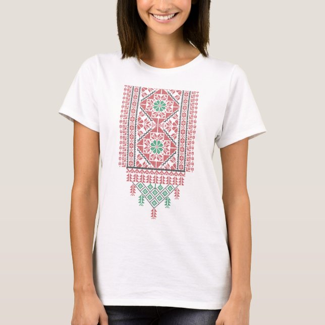 Camiseta Bordados palestinos realistas Tatreez Palestina (Anverso)