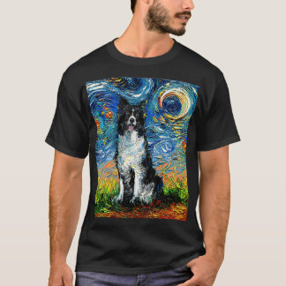 Camiseta Borde de Collie Starry Noche Impresionante Perro A