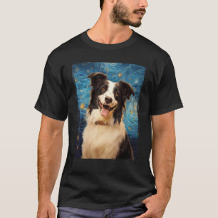 Camiseta Borde del perro Collie Van Gog arte Starnight Bord