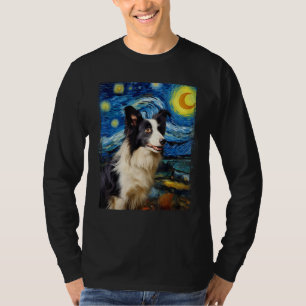 Camiseta Borde del perro Collie Van Gog arte Starnight Bord