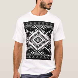 Camiseta Borde étnico geométrico indio, abstracto.