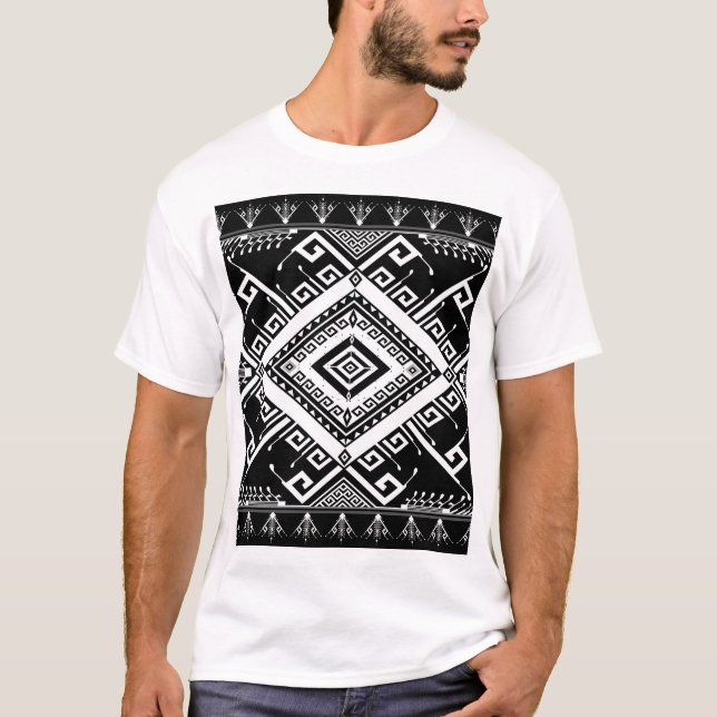 Camiseta Borde étnico geométrico indio, abstracto. (Anverso)