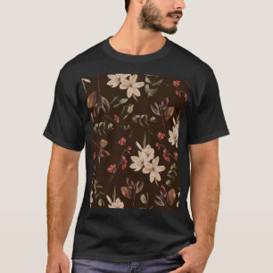 Camiseta Borde floral bohemio: Patrón acuarela sin mar