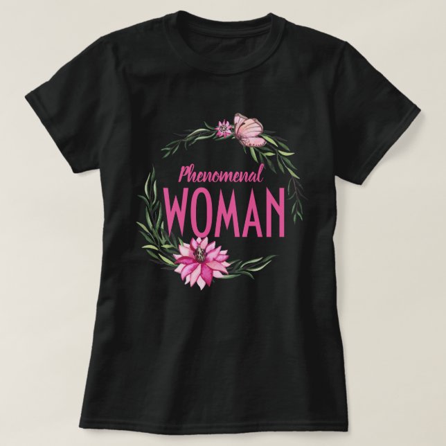 Camiseta Borde floral - Mujer fenomenal (Diseño del anverso)