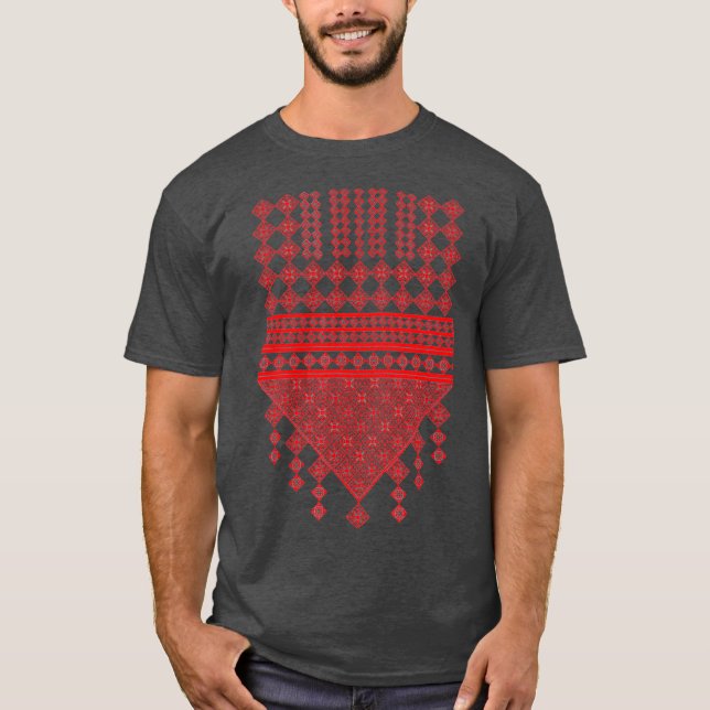Camiseta Borde palestino rojo impreso en Palestina (Anverso)