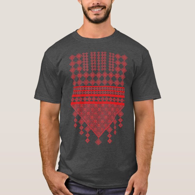 Camiseta Borde palestino rojo impreso en Palestina (Anverso)