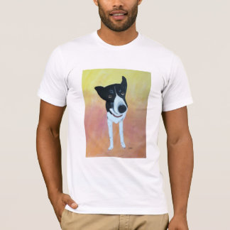 Camiseta Borde suave color Perro Pintura de fondo entrelaza