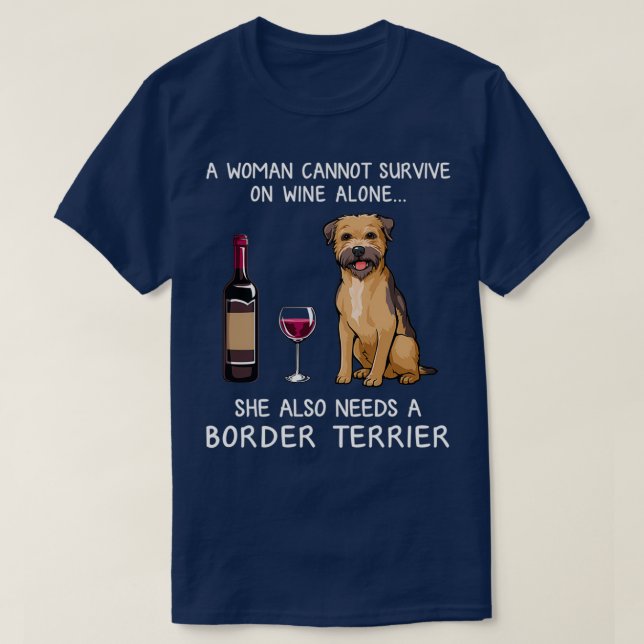 Camiseta Borde Terrier y vino Perro gracioso  (Diseño del anverso)