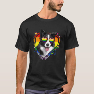 Camiseta Border Collie Arcoíris Corazón Orgullo Gay LGBT Pe