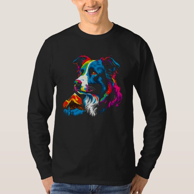 Camiseta Border Collie Arte Pop (Anverso)