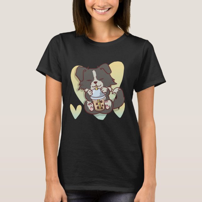 Camiseta Border Collie Boba Bubble Tea Dog (Anverso)
