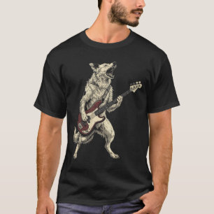 Camiseta Border Collie de Roca Divertido Tocando Guitarra P
