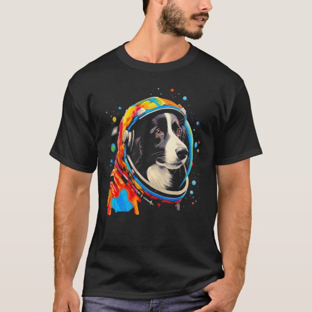 Camiseta Border Collie Dog  Astronaut (Anverso)