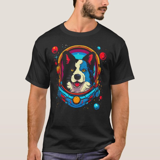 Camiseta Border Collie Dog Astronaut (Anverso)