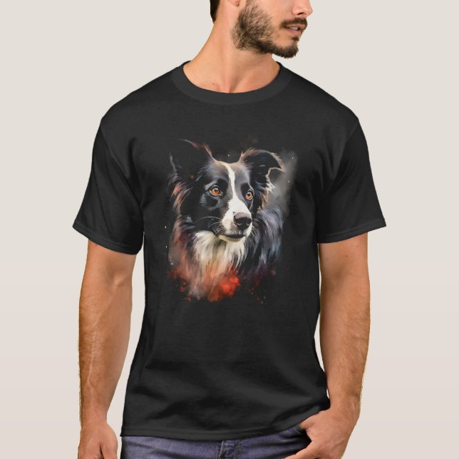 Camiseta Border Collie Dog Australian Shepherd Graffiti Art (Anverso)