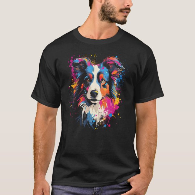 Camiseta Border Collie Dog Australian Shepherd Puppy Graffi (Anverso)
