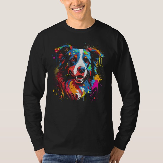 Camiseta Border Collie Dog Australian Shepherd Puppy Graffi (Anverso)