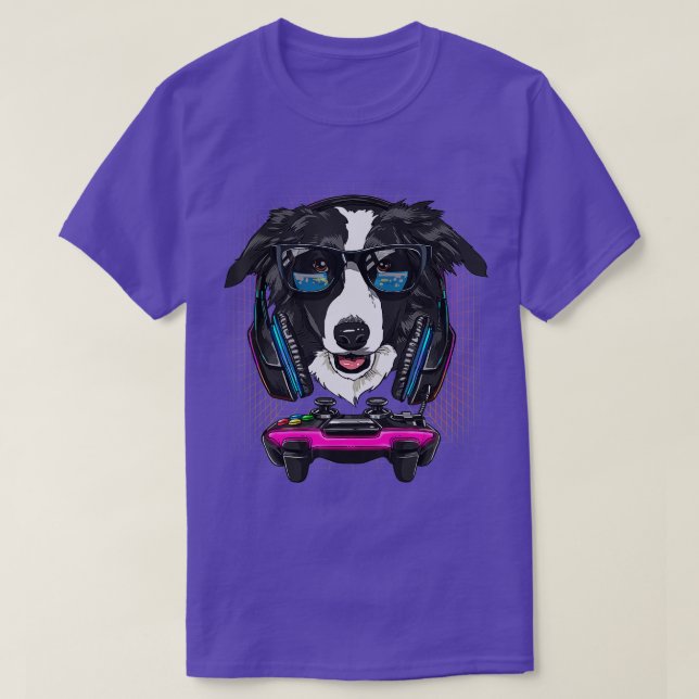 Camiseta Border Collie Dog  Computer Video Game Lover Gamin (Diseño del anverso)