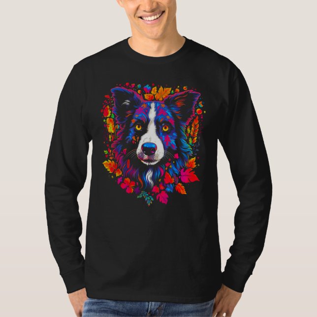 Camiseta Border Collie Dog Flower (Anverso)