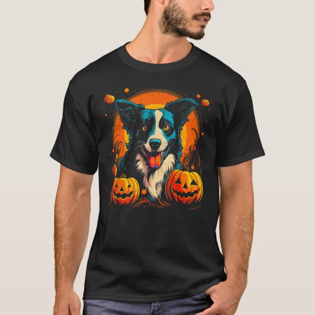 Camiseta Border Collie Dog Halloween Theme (Anverso)