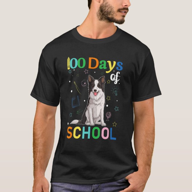 Camiseta Border Collie Dog Lovers Teacher Student 100th Day (Anverso)