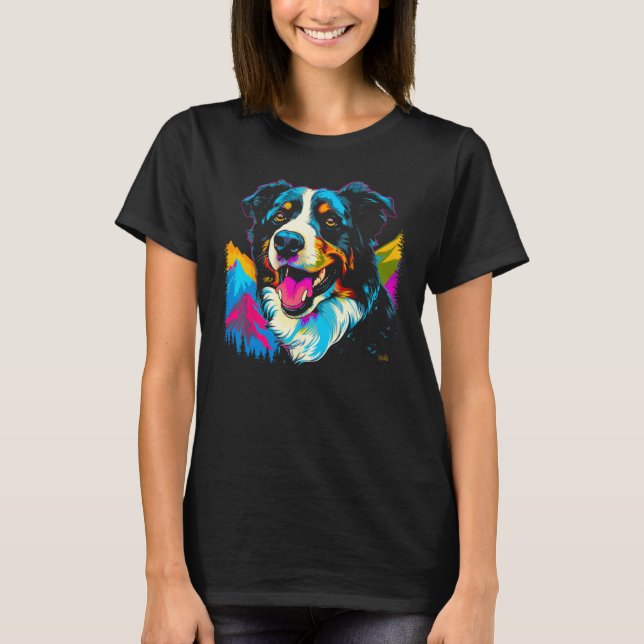 Camiseta Border Collie Dog Mountains (Anverso)
