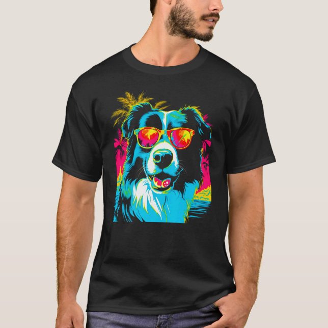 Camiseta Border Collie Dog Sunglasses (Anverso)