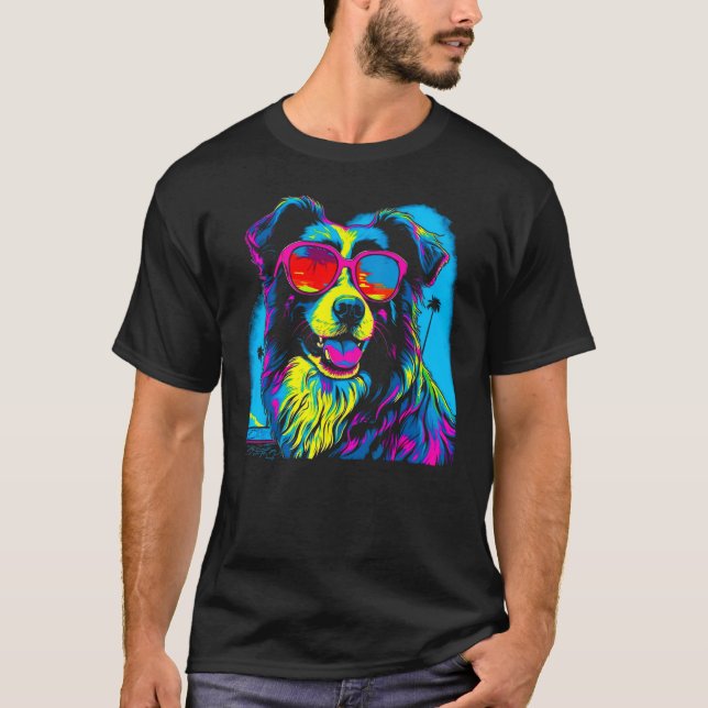 Camiseta Border Collie Dog Sunglasses 1 (Anverso)