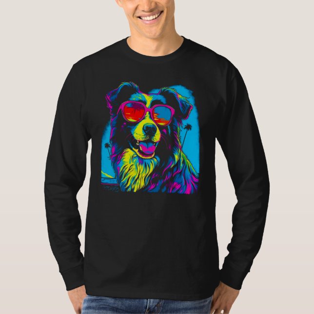 Camiseta Border Collie Dog Sunglasses 1 (Anverso)