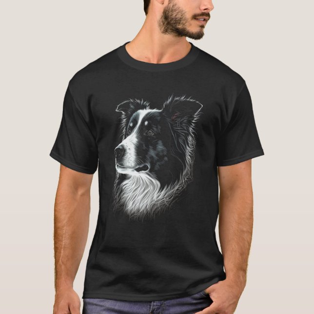 Camiseta Border Collie Face For Dog (Anverso)