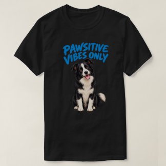Camiseta Border Collie Feliz con Letra de Pincel Azul