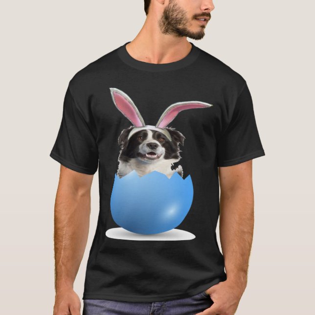 Camiseta Border Collie Herding Dog Easter Bunny Egg Hunting (Anverso)
