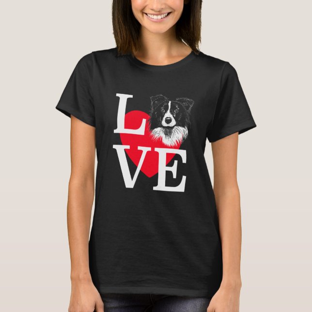 Camiseta Border Collie Love Cute heart Border Collie (Anverso)