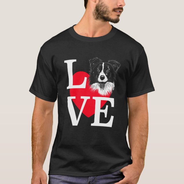 Camiseta Border Collie Love Cute heart Border Collie (Anverso)
