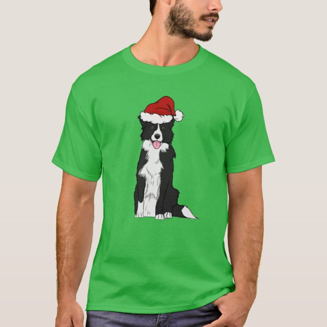 Camiseta Border Collie navideño retro (Anverso)