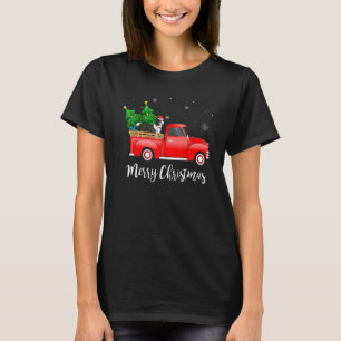 Camiseta Border Collie Perro Montando Camión Rojo Navidad