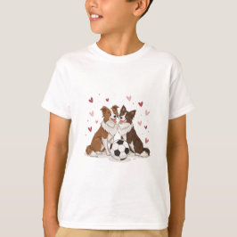 Camiseta Border Collies with soccer ball for Valentine's Da