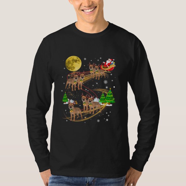 Camiseta Border Terrier Reindeer Christmas Dog Riding (Anverso)