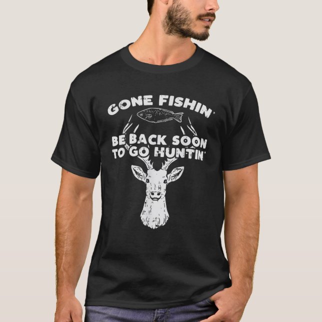 Camiseta BoredKoalas Fishing Back Soon Hunting Deer Elk Hun (Anverso)