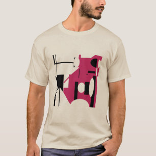 Camiseta Borgoña, formas geométricas negras Resumen MCM Asp