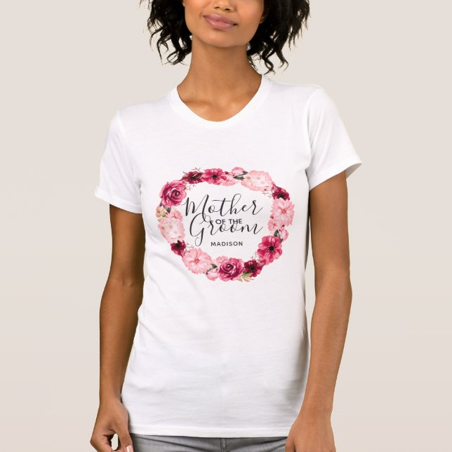 Camiseta Borgoña y Madre de la corona floral rosa del Groom (Anverso)