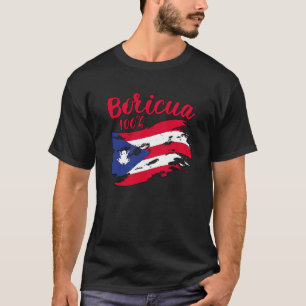 Camiseta Boricua 100 Latina Chica Puertorriqueña Puerto Ric