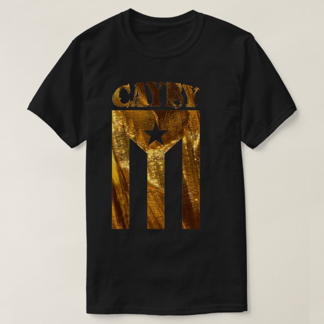 Camiseta Boricua de oro de Cayey puertorriqueño, bandera de (Diseño del anverso)