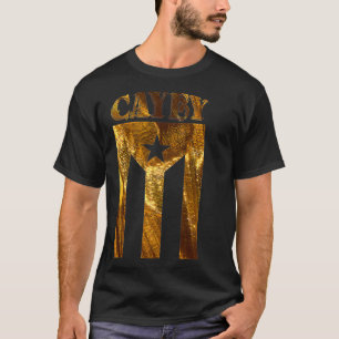 Camiseta Boricua de oro de Cayey puertorriqueño, bandera de